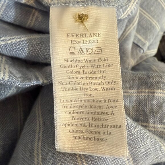 Everlane Linen Striped Button Up Jumpsuit Women's 4 Blue Tie Waist Boho Coastal - Picture 16 of 16